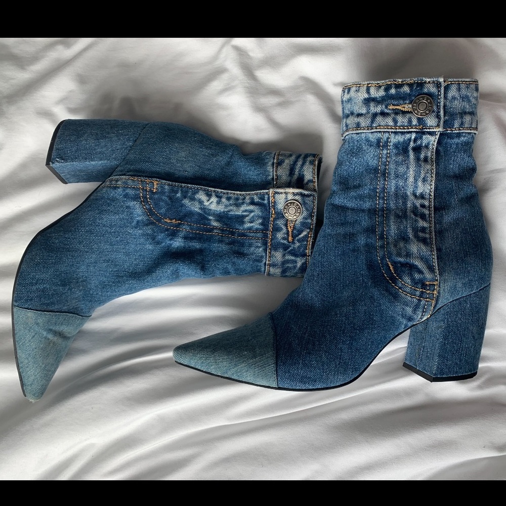 Jeffrey Campbell Denim Patchwork Boots